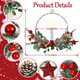 Weldomcor 2Pack Christmas Wreath with LED Taper Candle Lights Pine Cones Berries, Artificial Plant Hoop Wreath Winter Xmas Decorations for Front Door Window Fireplace Home Wall Hanging Holiday Party