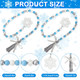 Whaline 2Pcs Winter Wood Bead Garland with Snowflake Tassel Xmas Tree Blue White Silver Snowflake Garland Tiered Tray Decor Rustic Farmhouse Wooden Bead Garland for Winter Home Fireplace Decor