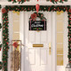 Whaline Merry Christmas Wooden Hanging Sign Xmas Holiday Welcome Wreath Sign Farmhouse Ornament Front Door Hanger Sign Decor for Indoor Outdoor Home Porch Window Wall Decor
