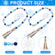 Whaline 2Pcs Winter Wood Beads Garland with Snowflake Pendants Blue White Buffalo Plaids Rustic Farmhouse Xmas Hanging Ornament Snow Flake Beads for Winter Tiered Tray Fireplace Home Decor