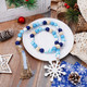 Whaline 2Pcs Winter Wood Beads Garland with Snowflake Pendants Blue White Buffalo Plaids Rustic Farmhouse Xmas Hanging Ornament Snow Flake Beads for Winter Tiered Tray Fireplace Home Decor