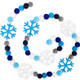 Whaline 8.2Ft Christmas Felt Ball Graland Winter Snowflake Cute Pom Pom Ball Snow Blue Flake Banner Xmas Tree Hanging Pom Bunting Garland for Winter Holiday Wonderland Party Mantel Wall Decor Supplies