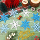 Whaline 4Pcs Snowflake Felt Banner White Blue Snowflake Garland Winter Bunting Garland for Christmas Winter Holiday Hanging Decoration