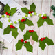 Whaline Christmas Holly and Berries Felt Garland Red White Green Leaves Pom Pom Banner Xmas Hanging Ornament for Winter Holiday Indoor Outdoor Home Party Decor