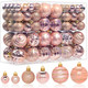 100 Pcs Christmas Ball Ornaments Set, Rose Gold Xmas Tree Decoration, Shatterproof Decorative Hanging Balls with Loop for Christmas Party Holiday Wreath Garland Home Decor