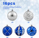 3.15" Christmas Ball Ornaments Set, 16pc Blue and Silver Xmas Tree Ornaments Decoration, Shatterproof Large Decorative Hanging Balls with Loop for Christmas Party Holiday Wreath Garland Home Decor