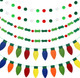3 Pieces Christmas Wool Felt Ball Garland 39.4 Feet Pom Pom Garlands Holly Berries Felt Banner Colorful Christmas Light Bulbs Christmas Hanging Garland Banner for Wall Christmas Tree Decoration
