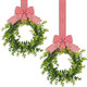 2 Pieces Faux Kitchen Cabinet Wreaths Christmas Boxwood Wreaths with Ribbon Artificial Green Leaves Wreaths Decorative Christmas Hanging Wreaths for Cabinet Wall Window (Red and White)