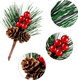 24 Pieces Artificial Pine Picks Christmas Red Berry Picks Pine Needles Branches with Red Berry Pinecones Berry Branches Fake Berries for Flower Arrangements Wreaths Holiday Xmas Tree Decoration