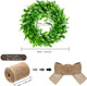 WILLBOND 2 Pcs Boxwood Wreath 11.8 Inch Artificial Christmas Wreath Outdoor Wreath Green Leaves Wreath with 16 Feet Sackcloth for Xmas Decor Front Door Wall Window Wedding(Natural Sackcloth)