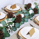 Winlyn 2 Pack White Pumpkin Garland Artificial Eucalyptus Garland with White Pumpkins Pinecones Berries Fall Foliage Garland for Wedding Arch Backdrop Thanksgiving Table Runner Farmhouse Décor