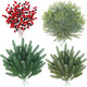 Winlyn 60 Pcs Christmas Artificial Pine Branches Red Berry Picks Fake Greenery Plants Pine Sprigs Christmas Tree Stems 8.1"-12" for Holiday Christmas Tree DIY Garland Centerpiece Floral Arrangement