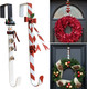 2 Pack Candy Cane Snowman Wreath Hangers for Front Door,Christmas Decoration Metal Over The Door Single Wreath Hook Ornament Door Wreath Hanger,Door Hanger for