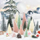 25 Pieces Artificial Frosted Sisal Christmas Tree, Bottle Brush Trees with Wood Base DIY Crafts Mini Pine Tree for Christmas Home Table Top Decor Winter Ornament (Pink)