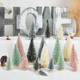 25 Pieces Artificial Frosted Sisal Christmas Tree, Bottle Brush Trees with Wood Base DIY Crafts Mini Pine Tree for Christmas Home Table Top Decor Winter Ornament (Pink)