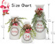 Artificial Christmas Vase 3-Piece Set Flocked with Mixed Xmas Decorations Ceramic White Bottles (White)