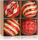 6" Red and Gold Christmas Ball Ornaments Set, 4 Pcs Extra Large Xmas Tree Decoration, Shatterproof Luxury Decorative Hanging Ornament Bulk for Party Holiday Wreath Garland Home Décor