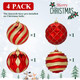 6" Red and Gold Christmas Ball Ornaments Set, 4 Pcs Extra Large Xmas Tree Decoration, Shatterproof Luxury Decorative Hanging Ornament Bulk for Party Holiday Wreath Garland Home Décor