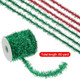 Xinnun 60 Yard Christmas Tinsel Garland Colorful Glitter Christmas Garland Thin Metallic Tinsel Garland Tinsel Wire Christmas Ribbon for Wedding Birthday(Red, Green)