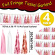 4P Rose-Gold Pink White Foil Fringe Tassel Banner Garland Metallic Tinsel Streamers Wall Hanging Curtain Backdrop for Parade Floats, Graduation , Wedding, Birthday, Retirement Party Decorations