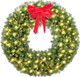 Yaheetech 48in Large Artificial Christmas Wreath, Pre-lit Holiday Accent Decoration with Red Bow, 200 LED Lights & 720 PVC Tips, Metal Structure for Door Wall & Mantel