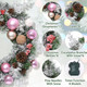 Christmas Wreath Decor - 16'' Christmas Wreaths for Front Door with Christmas Ball Ornaments Pine Cones Pine Needles Berries, Pink Christmas Door Wreath for Home Front Door Wall Christmas Decorations