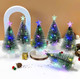 4 Pcs Mini Christmas Tree with Lights, 7 Inch Multi-Color Artificial Tabletop Small Tiny Pine Christmas Tree, Bottle Brush Xmas Trees for Indoor Table Top Christmas Tree Decorations