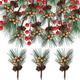 40 Pieces Mini Artificial Christmas Floral Picks Artificial Pine Picks Red Berry Picks Holly Red Berry Stems Green Pine Needles Picks for Christmas Tree Wreath ing Props Winter Holiday