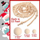 Yinder 4 Pcs 48 Feet Christmas Wooden Beaded Garland 11.8 ft Christmas Tree Garland Beads Farmhouse Rustic Wall Hanging Decor Boho Hanging Decorations for Xmas Holiday Mantel Home Party(Natural)