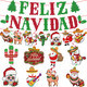 Glittery Feliz Navidad Banner Mexican Christmas Decorations Includes 1 Feliz Navidad Backdrop and 8 Hanging Swirls, Feliz Navidad Decorations for Home Office Fireplace Mantle