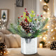 Small Christmas Tree Artificial Potted with Pinecones Berries Christmas Centerpiece Table Decorations, Christmas Flower Arrangements for Indoor Home Fireplace Mantel Xmas Decor