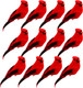 12 PCS Cardinals Clip On Christmas Tree Ornaments, Realistic Artificial Red Cardinals Birds Ornaments for Christmas Tree Wreath Centerpiece Decorations Crafts, 5" Long