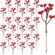 YIYA 36 Pcs Christmas Holly Berries Artificial Red Berry Stems Christmas Berry Stem for Wreath Decorations Christmas DIY Crafts Decoration Christmas Tree Ornaments