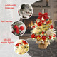 Mini Christmas Tree,22 Inches Artificial Tabletop Christmas Tree with 50 Lights(8 Modes),Snow Flocked Small Christmas Tree with DIY Ornaments Balls Bowknot for Christmas Decor Home Indoor