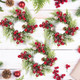 6 Pcs Christmas Candle Rings Wreath Mini Christmas Table Centerpieces Red Berry Pinecones Wreaths for Kitchen Cabinet for Farmhouse Xmas Front Door Porch Wall Christmas Thanksgiving Fall Decorations