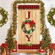 Christmas Joy Door Cover Decorations Wood Grain Christmas Wreath Door Banner Xmas Gnome Cardinal Door Cover Backdrop for Christmas Winter Holiday Farmhouse Front Door Indoor Outdoor Party Supplies