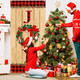 Christmas Joy Door Cover Decorations Wood Grain Christmas Wreath Door Banner Xmas Gnome Cardinal Door Cover Backdrop for Christmas Winter Holiday Farmhouse Front Door Indoor Outdoor Party Supplies