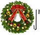YoleShy 17 Inch Pre-lit Christmas Wreath with Hanger & Bow & Bells Battery Operated Christmas Wreath Christmas Decorations for Window, Front Door, Wall Decor, Fireplace