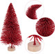 Yookat 40Pcs Mini Christmas Trees Artificial Mini Pine Trees with Wood Base Sisal Trees Bottle Brush Trees Assorted Color for Christmas Decoration Winter Ornaments (Dark Red)