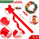 Ysleen 12 Pcs Christmas Cabinet Ribbon Bows and 6 Pcs Christmas Pine Wreath with Snowman Santa Claus Festive Large Xmas Bows Artificial Christmas Front Door Wreath for Christmas Party(Red)