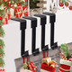 YUANQIAN Christmas Stocking Holders Mantel Hook Hangers Fireplace Hooks Hanger Christmas Stocking Hook Fireplace Hanger Grip for Christmas Party Decorations (Black)