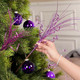 Yunlly 24 Pcs 17 Inch Christmas Glitter Tree Filler Decorations Artificial Glitter Berry Stem Branches Picks for Xmas Tree Glittery Twigs for Vases Wreath Holiday Wedding Party Decor(Purple)