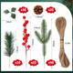 141 Pcs Christmas Artificial Pine Picks Set, DIY Crafts Red Berry Stems Branches Pine Needles Accessories Set for Christmas Tree Wreath Garland Decorations