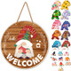 Gnome Welcome Sign Christmas Porch Decor, Interchangeable Seasonal Decor Wood Winter Wreath Hangers for Front Door Changeable Holiday Gnomes Decorations for Home Wall Decor (21 Pcs)