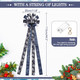 Zeyune Christmas Tree Topper 12 x 45 inches Large Christmas Bows LED Lights Glitter Satin Mesh Streamer Snowflake Ribbon Decorative Bows for Christmas Tree Decorations(Blue)