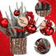 Zhehao 12'' Small Christmas Tree Artificial Mini Tabletop Christmas Tree Decorations with Red Ball Red Berry Pine Cone Greenery Wood Signs Portable Christmas Decor for Party Holiday Fireplace Zhehao 12'' Small Christmas Tree Artificial Mini Tabletop Christmas Tree Decorations with Red Ball Red Berry Pine Cone Greenery Wood Signs Portable Christmas Decor for Party Holiday Fireplace