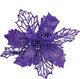 Zhenrui 12 pcs 6” Christmas Poinsettia Flower, Glitter Poinsettia Tree Ornaments, Purple Artificial Flower Decorating Wreath Garland, Great for Wedding Holiday and Home Decor, with Stems