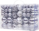 100PCS Christmas Ball Ornaments, Assorted Shatterproof Christmas Tree Decorations, Seasonal Decorative Hanging Baubles Decor Set for Xmas/Holiday/Party, Glitter&Painting Ornament Set (Silver)