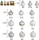 100PCS Christmas Ball Ornaments, Assorted Shatterproof Christmas Tree Decorations, Seasonal Decorative Hanging Baubles Decor Set for Xmas/Holiday/Party, Glitter&Painting Ornament Set (Silver)