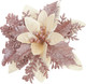 15 Pcs Glitter Poinsettia Artificial Christmas Flowers, Rosegold Decorations for Tree, Wreath, Garland - With Clips and Stems, 5.5 Inch